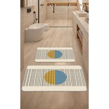 Dekoratif Modern Tasarım Kaymaz Taban Yıkanabilir Ikili Takım Banyo PASPASI(50X60-60X90 Cm)