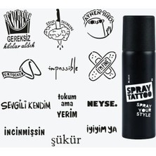 One Spray Tattoo Caps Dövme Şablon Seti +  Siyah Sprey 2