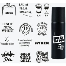 One Spray Tattoo Caps Dövme Şablon Seti +  Siyah Sprey 1