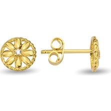 ÇGK KUYUMCULUK Çiçek Çivi Altın Küpe CGKKP060