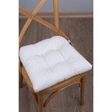 Lina Krem Pofidik Sandalye Minderi Özel Dikişli Bağcıklı 40X40Cm