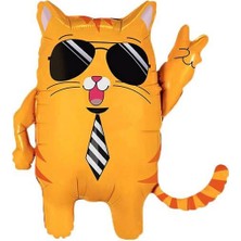 Kidspartim Gözlüklü Kedi Folyo Balon 62X60 cm