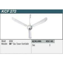 KCF272 80W 3 Kanatlı Saç Tavan Vantilatörü Pervane