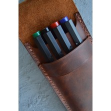 Oh Deer Leather – Hakiki Deri Çoklu Kalemlik (17x7 cm) - Frisco Deri - Kahverengi