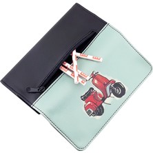 Perabags Perabags unisex Vespa Baskılı Siyah Pratik Gizli Mıknatıs Kapamalı Tütün Kesesi