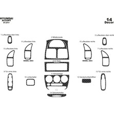 Marscockpitdesign Hyundai Accent Alüminyum Kaplama 2001-2005 14 Parça