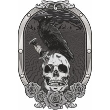 Sticker Usta Ölüler Günü Kurukafa ve Karga Araba Oto Motosiklet Sticker 00469
