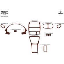 Marscockpitdesign Hyundai Accent Alüminyum Kaplama 1994-2000 9 Parça