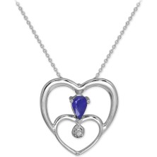 Ariş Pırlanta Safir Kalp Kolye