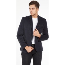 Sposo G-192 Dar Kalıp Örme Kumaş Lacivert Erkek Blazer Ceket