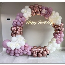 Parti Furyası Pembe Krom Toz Pembe ve Beyaz Balon Set (10 Pembe Krom 25 Toz Pembe 25 Beyaz 12 Inç  10 Ar 3 Renk 6 Inç)