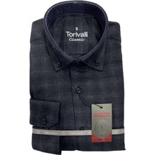 Torivalli Collection Kışlık Klasik Kesim Düğmeli Yaka Cepli Ekoseli Erkek Gömlek Tcke3