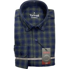 Torivalli Collection Kışlık Klasik Kesim Düğmeli Yaka Cepli Ekoseli Erkek Gömlek Tcke3