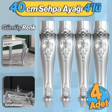 Badem10 Rosa 4 Adet Plastik Sehpa Ayağı 40 cm Gümüş Renk Orta Ayak Zigon Sehpa Mobilya Masa Ayakları Gri