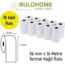 Rulo Home Termal Kağıt 56X16 Termal Pos Rulosu & Yazarkasa Kağıdı 1 Paket / 10 Rulo