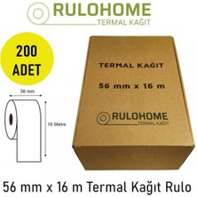 Rulo Home Termal Kağıt 56X16 Termal Pos Rulosu & Yazarkasa Kağıdı 1 Koli (20PAKET / 200 Rulo)