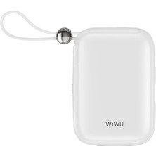 Wiwu WI-P042 Monaco Seri 10000mAh Lightning ve Type-C Kablolu Dijital Ekranlı Askılı Powerbank Beyaz