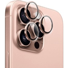 Wiwu iPhone 16 Pro Max Uyumlu LG-004 Pvd Lens Guard Metal Kamera Lens Koruyucu Rose Gold