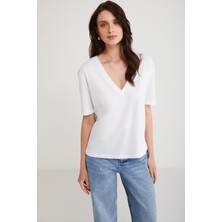 Ethiquet Aline Kadın Regular Beyaz T-Shirt