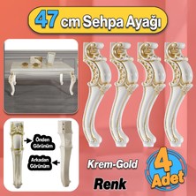 Badem10 Valenta Plastik Sehpa Ayağı 47 cm Krem Altın 4 Adet Mobilya Zigon Çay Orta Sehpası Ayak Ayakları