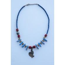 Lila Rosa  Etnik Otantik Doğal Taşlı Kolye