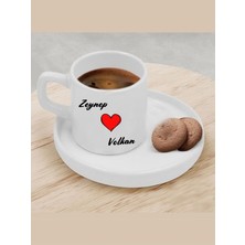 Özcan Tasarım Kişiye Özel Isimli Fincan - Kalpli Türk Kahvesi Fincanı