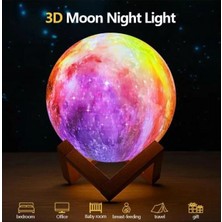 Techno Phone Galaxy Renk Değiştiren 3D Moonlight Dolunay Büyük Boy Gece Lambası