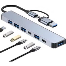 Foxyn FXN-071 USB Splitter Usb-C 7 In 1 Otg Type C USB 3.0  Pd Veri Data Aktarım Çoklayıcı Çevirici