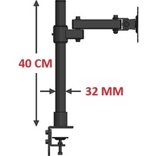 Umotech Ayarlanabilir Masaüstü Monitör, Lcd, LED Tv Standı Vesa Uyumlu, Ergonomik ve Çelik Sağlam - Siyah