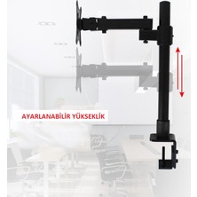 Umotech Ayarlanabilir Masaüstü Monitör, Lcd, LED Tv Standı Vesa Uyumlu, Ergonomik ve Çelik Sağlam - Siyah