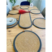 My Doğa Store Jüt  Hasır  Dekoratif  Yemek Masa Takımı  Supla Takımı Amerikan Servis 5 Li