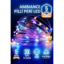 Rkm Store Dekoratif 5 Metre Peri LED Gün Işığı 3 Pilli 3 Fonksiyonlu