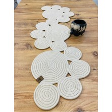 My Doğa Store Jüt, Hasır, Dekoratif Masa Örtüsü,papatya Model Runner 30X100 Cm, Sehpa Örtüsü, Bohem Tarzı