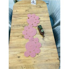 My Doğa Store Jüt, Hasır, Dekoratif Masa Örtüsü,papatya Model Runner 40X110 Cm, Sehpa Örtüsü, Bohem Tarzı