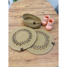 My Doğa Store Jüt Hasır Amerikan Servis Supla Ve Sepet 3 Parça