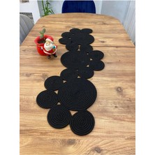 My Doğa Store Jüt, Hasır, Dekoratif Masa Örtüsü,papatya Model Runner 30X100 Cm, Sehpa Örtüsü, Bohem Tarzı