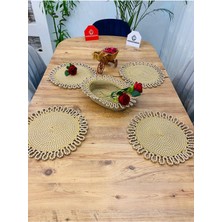 My Doğa Store Jüt Hasır Amerikan Servis Supla ve Sepet 5 Parça