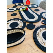 My Doğa Store Jüt Hasır Amerikan Servis Supla  Runner Sepet ve Bardaklık 14 Lü