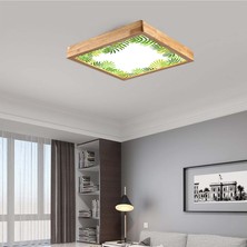 Wood Design World 60x60 Cm Ahşap Çerçeve Avize Led Aydınlatma