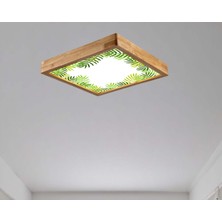 Wood Design World 60x60 Cm Ahşap Çerçeve Avize Led Aydınlatma