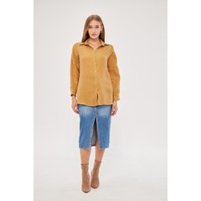 Si & Su Si&su Müslin Kumaş Kadın Rahat Kesim, Oversize, Salaş Gömlek