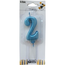 Ngüzel Party 2 Yaş Büyük Boy (7 Cm) 2 Rakam Lüks Pasta Mum Mavi