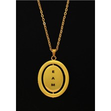 Albedo Jewelry Çelik Oval Je Taime Dönen Kolye