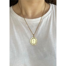 Albedo Jewelry Çelik Oval Je Taime Dönen Kolye