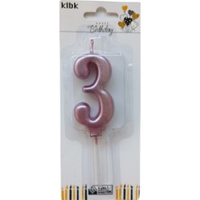 Ngüzel Party 3 Yaş Büyük Boy (7 Cm) 3 Rakam Lüks Pasta Mum Pembe
