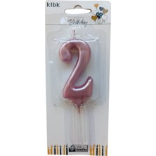 Ngüzel Party 2 Yaş Büyük Boy (7 Cm) 2 Rakam Lüks Pasta Mum Pembe