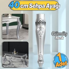Badem10 Rosa Plastik Sehpa Ayağı 40 cm Gümüş Renk Orta Ayak Zigon Sehpa Mobilya Masa Ayakları 1 Adet Gri