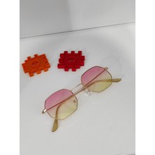 Ayel Glasses Geometrik Güneş Gözlüğü Sarı  Pembe Degrade Cam