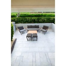 Pimango Pi Locca Bahçe Ve Balkon Mobilyası Gri Antrasit 3+1+1 Sehpalı Ve 2 Puf
