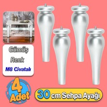 Badem10 Sembol Plastik Sehpa Ayağı 30 cm Gümüş Gri 4 Adet Mobilya Çay Orta Sehpası M8 Civatalı Ayak Ayaklar